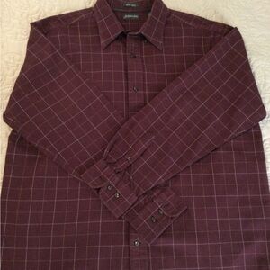Men's Casual Burgundy Plaid Shirts.
